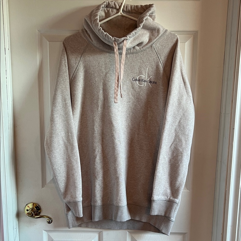 Calvin Klein Jeans Men's Light Heather Gray Funnel Neck Pullover